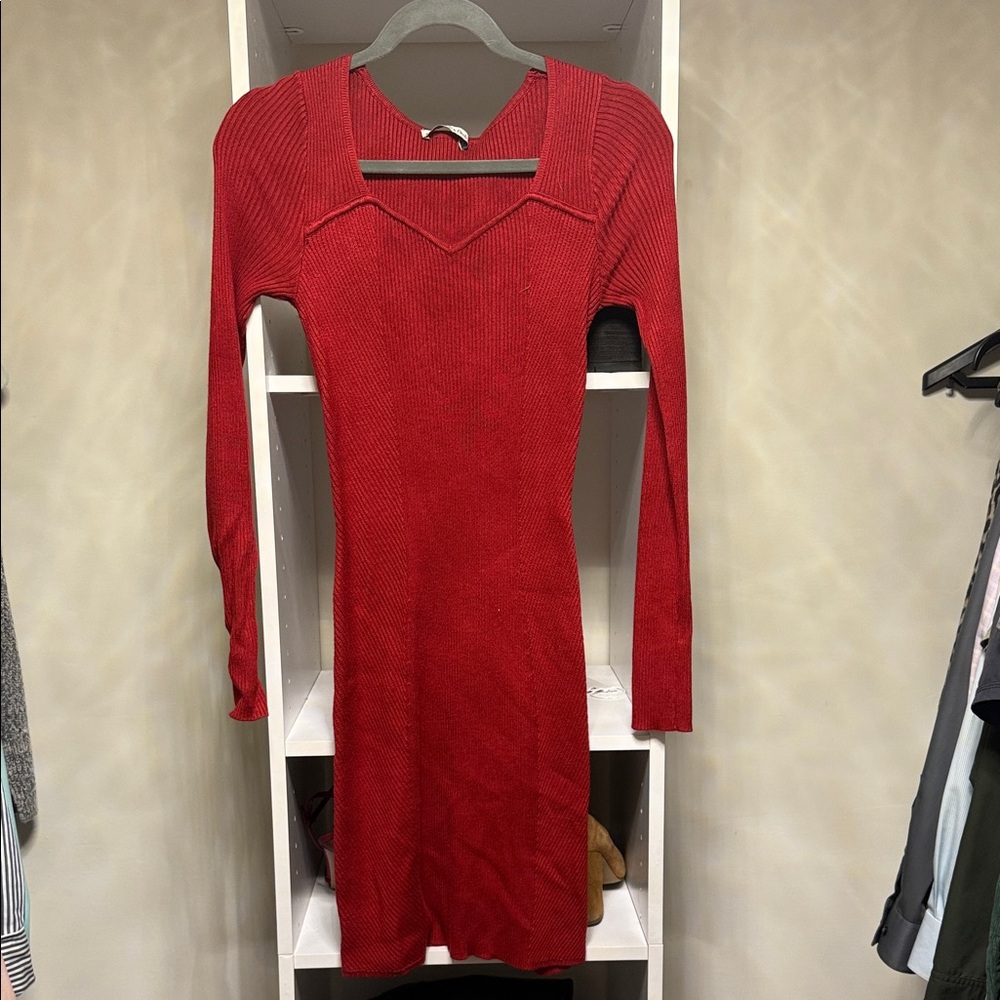 Abercrombie & Fitch Vibrant Red Long Sleeve Dress